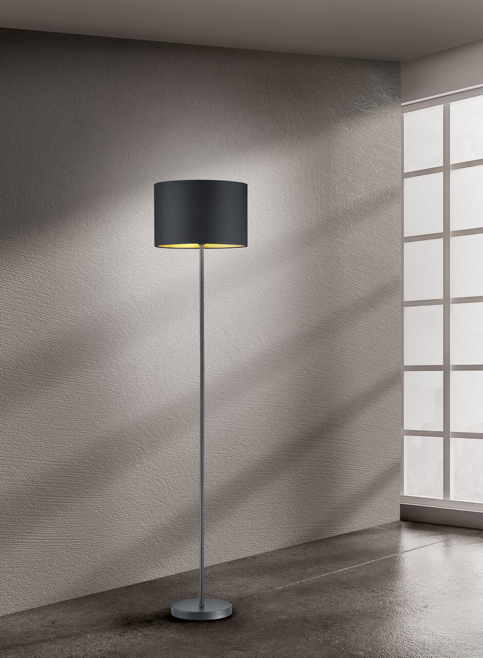 Lampadar Hostel, TRIO, 35x160.5 cm, 60W, 1x E27, metal/textil, negru mat/auriu - imagine 3